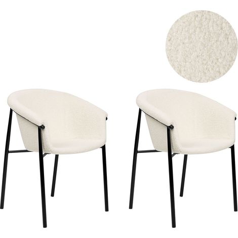 Set of 2 Dining Chairs AMES Boucle Off-White (1/5)