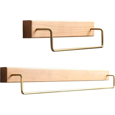 Handtuchhalter aus Holz mit Messinghaken für Badezimmer und