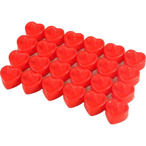 24 Bougies LED en forme de cœur, sans flamme, sans odeur, télécommande, rouge, décoration maison (1/5)