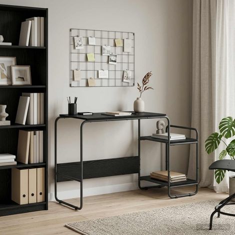 vidaXL Escritorio con almacenamiento Roble Negro 131,5 x 50 x 75,5 cm (1/5)