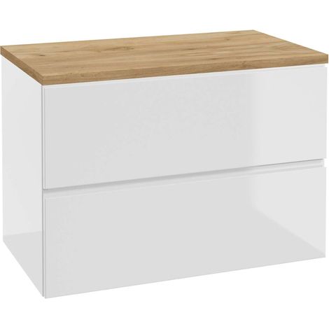 kielle Oudee - Mobile con piastra sotto il lavabo 80x55x46 cm, bianco lucido/rovere dorato 50002S830