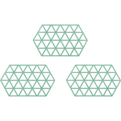 Maniques Crumble - Lot de 3 - Hexagonales - Accessoires de table - Résistantes à la chaleur - Silicone - 14 x 24 cm - Vertes (1/5)