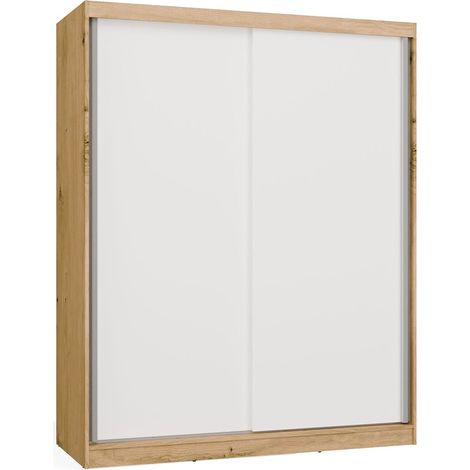 Armadio IGA 160 B con 2 ante scorrevoli lisce - larghezza 160 cm - rovere artisan e bianco (1/5)