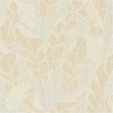 Nature wallpaper wall Profhome 395025 non-woven wallpaper textured with floral ornaments and metallic highlights white beige gold 5.33 m2 (1/5)