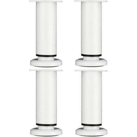 4 Pièces Pieds de Meubles Réglables 18cm Blanc Jambe de Table Rond en Métal pour Canapé Armoire Lit avec Vis (1/4)