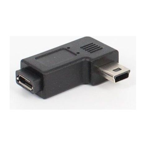 Câble adaptateur miniUSB mâle 5P vers micro USB femelle coudé à 90° vers la gauche, type V8 vers V3T 34 (1/5)