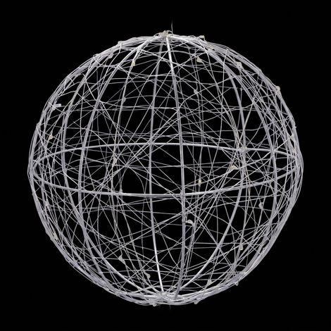 2x Sfera di Luci a LED Decorativa, a Batteria, Appendere o Appoggiare, Cavo Lungo, Luci da Atmosfera, Ø 20 cm, Argento