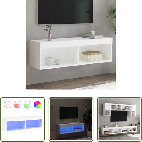 LED-Leuchten - TV-Schrank mit LED-Leuchten Weiß 100x30x30 cm (1/5)
