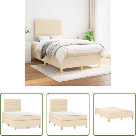 vidaXL Kopfteil - Boxspringbett mit Matratze Creme 120x200 cm Stoff (1/5)