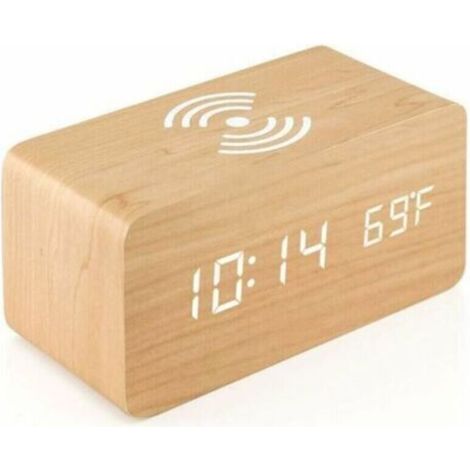 -Reveil Numerique Avec Chargeur Sans Fil Led Reveil De Bureau Affichage De La Temperature