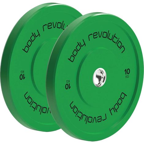 Body Revolution 2 x 10kg Olympic Bumper Plates – Green IWF