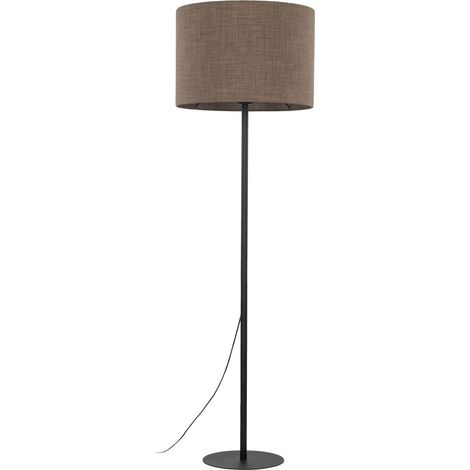 Lampadaire métal tissu 165 cm haut noir marron E27 lampadaire rond moderne