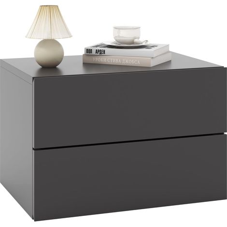 COSTWAY Comodino Camera da Letto Sospeso, Comodino in Legno con 2 Cassetti Salvaspazio, Comodino per Cameretta Moderno da Parete, per Soggiorno, 42 x 30 x 28 cm (Grigio) (1/5)