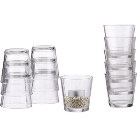 Set da 48 Portacandele, Rotondi, Decorazione da Tavolo, Bicchierini per Dessert, Vetro, 7,5 cm Ø,trasparenti