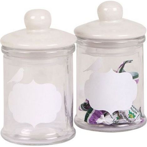 Vorratsgläser 2er-Set mit Schriftfeld 150ml Gewürzglas Vorratsdose Dekodose Glas - weiss