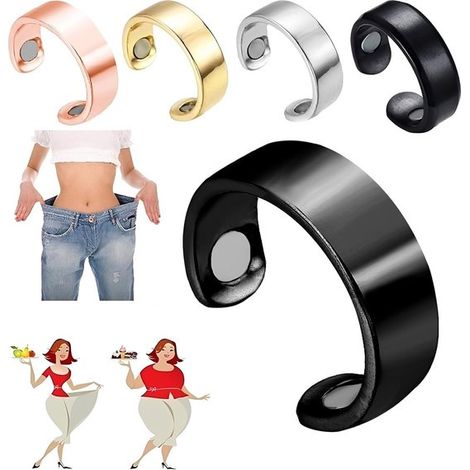 Juego de 4 anillos magnéticos ajustables para migraña y acupresión, ideales para hombres y mujeres (1/5)