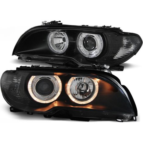 Paire de phares BMW serie 3 E46 Coupe de 2003 a 2006 angel eyes noir-27361170
