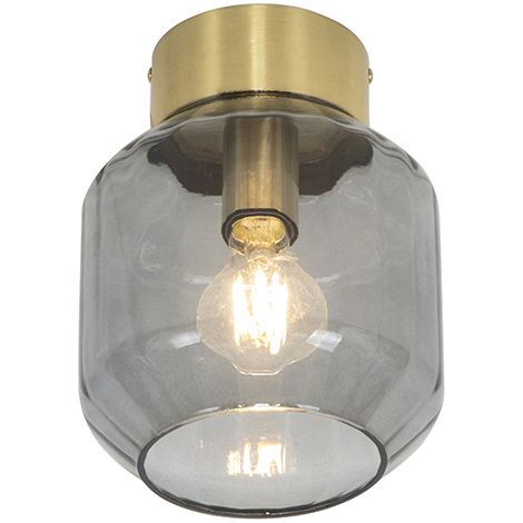 QAZQA stiklo - LED Dimmable Plafonnier variateur inclus - 1 lumière - Ø 17.5 cm - Doré/Laiton - Moderne - éclairage intérieur - Salon I Chambre I Cuisine I Salle à manger