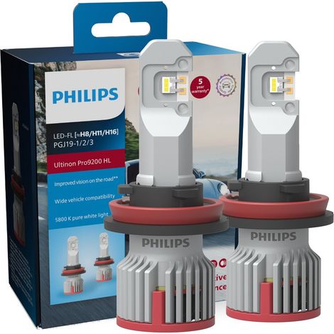 2X AMPOULES H8 H9 H11 H16 LED ULTINON PRO9200 12 24V PHILIPS 5800K +400% 11366U92X2 (1/5)