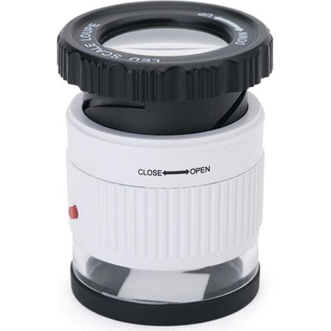 Portable Magnifier Led Scale Loupe 30x Adjustable Magnification Magnifier Cylinder Type Mirror Reading Mirror Magnifying Glass white (1/3)