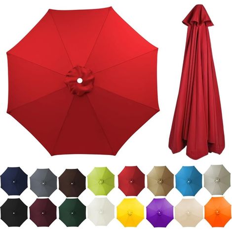 Housse de rechange pour parasol baleines imperméable anti-UV 2.7m 8 Tissu Rouge (1/5)