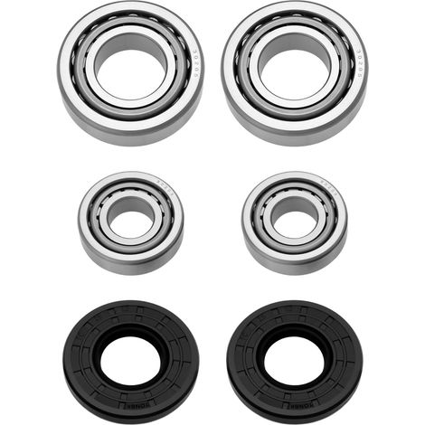 Lot de 2 kits de roulements de roue 30203 30205 Roulements 25x52x7mm Bague d'étanchéité compatible avec essieu sans frein jusqu'à 750 kg Noir