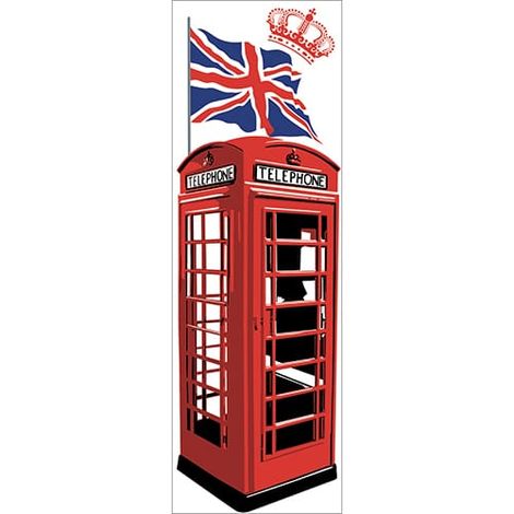 Sticker réfrigérateur et lave vaisselle, cabine téléphonique anglaise couronne et drapeau Anglais Londres, 180 cm X 59,5 cm (1/2)