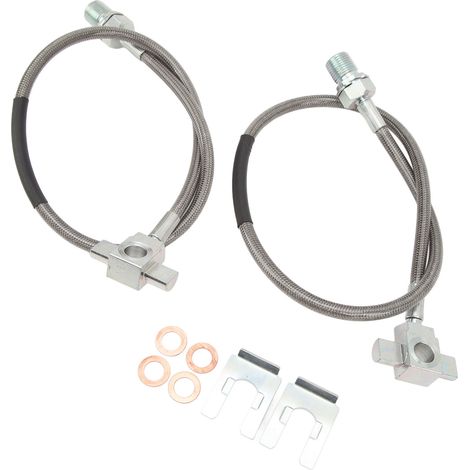 2 Edelstahl-Bremsschläuche für die Vorderachse 89340S, kompatibel mit Chevy C10, C20, C30, K10, K20, K30, K5 und Blazer (1/5)