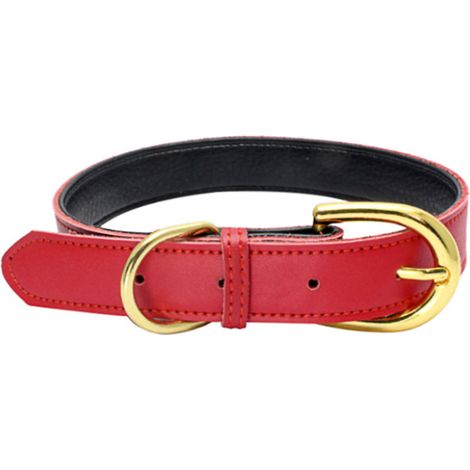 Collier Pour Chien - Cuir Véritable Crazy Horse - Forme Ronde - Convient Chiens Petite Et Moyenne Taille - 1 Pièce (1/5)