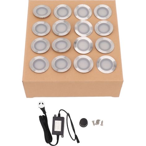 Ortviai Lot de 16 spots LED encastrables étanches IP67 pour terrasse, lumière chaude 2800–3200 K, 10 W, 90–265 V, fiche australienne