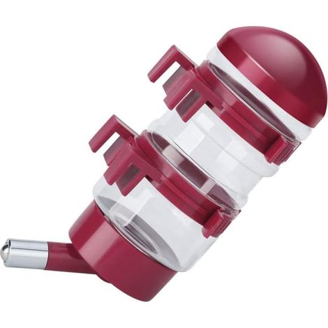 Distributeur d'eau anti-goutte (400 ml) pour cage ou kennel – Abreuvoir automatique pour animaux (Rouge) (1/4)