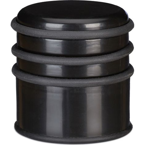 Set of 2 Relaxdays Floor Door Stops, Heavy Bumper for Doors & Windows, Draft Protection, ∅ 7 cm, 3 Rubber Rings, Black