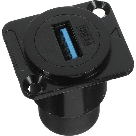 eur USB 3.0 Étanche Monté sur Panneau Noir en PC et Métal, Adaptateur Femelle-Femelle Compatible USB 2.0 pour Montage Encastré Informatique (1/5)