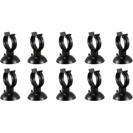 Lot de 10 pinces à ventouses noires pour aquarium - Matériau durable PVC et PP, prise ferme, adaptées aux chauffages, tuyaux, plantes, décorations d'aquarium, accessoires d'aquarium, design tendance (1/5)