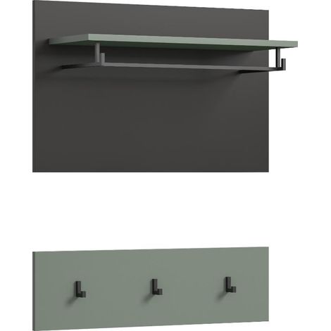 Canu Wandgarderobe 3 Haken staubgrün, dunkelgrau.