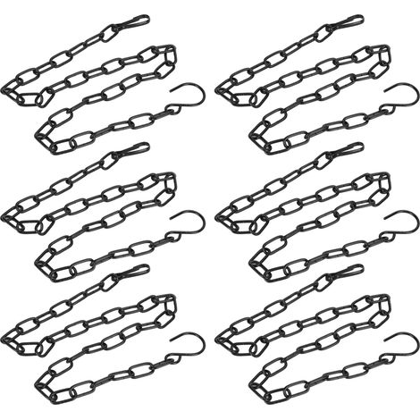 Lot de 6 chaînes de suspension pour jardinières, pots de fleurs et paniers, en fer, avec crochet. (1/5)