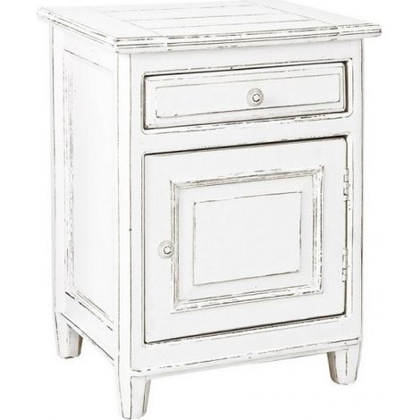 Comodino Legno Bianco Rustico da Interno - CORINNE (1/5)