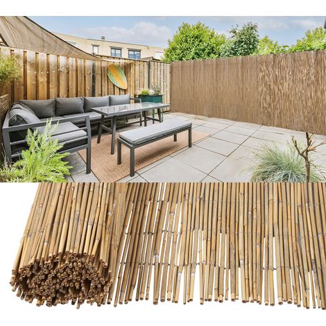 Randaco Schilfrohrmatte 120×300 cm Sichtschutz aus Schilf, dekorativer Windschutz für Terrasse & Balkon