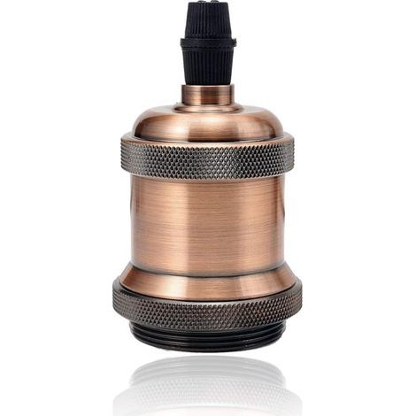 Pieds de lampes Vintage E27 douille de lampe,Edison Rétro suspension lampe,Solide Cuivre Douille pour Plafonds Bricolage Suspension lampe,Rouge Cuivré,1X (1/5)