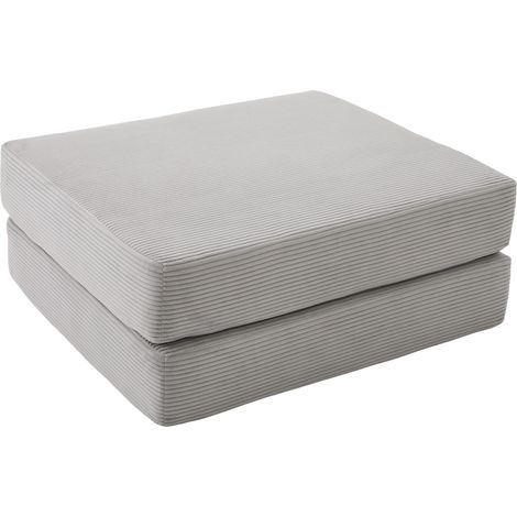 CAIziPouf velours côtelé Light Gray pliable fauteuil confortable compact