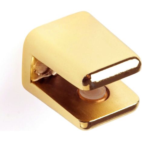 Soporte para Baldas de Cristal Fabricado en Zamak Acabado en Latonado Para Baldas con Espesores de 3-6 mm Medidas 191722 mm Sistema de Fijación Atornillado 1 Unidad -