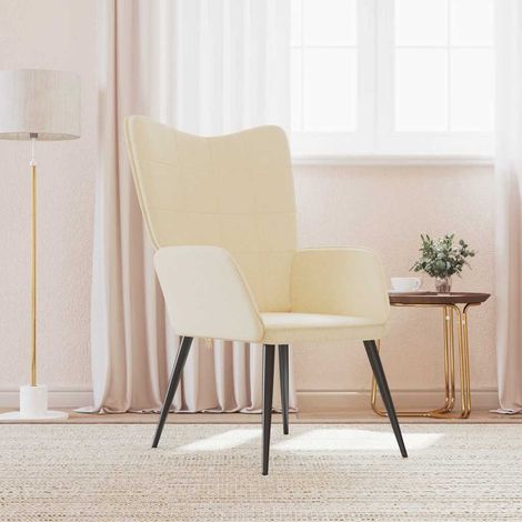 Chaise de relaxation Crème Tissu vidaXL (1/5)