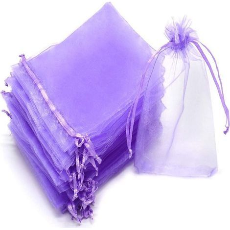 50pcs Sacs Organza,17x23cm Sachets Pochettes Cadeau en Organza avec Rubans Sac à Bijoux Sachets pour Lavande Sacs de Bonbons Faveur Présent Sacs pour Anniversaire Baptême Fête Décoration Mariage,Viole (1/5)