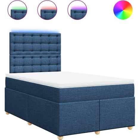 Maison Exclusive - Sommier à lattes de lit avec matelas bleu 120x190 cm tissu (1/5)