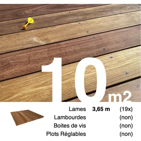 Planches de terrasse bois exotique CUMARU pour 10 m² • Longueur 3,65 m (1/4)