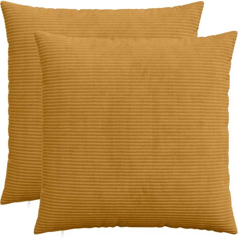 Housse de coussin 2 pcs HEERLEN Jaune 65 x 65 cm velours côtelé vidaXL (1/5)