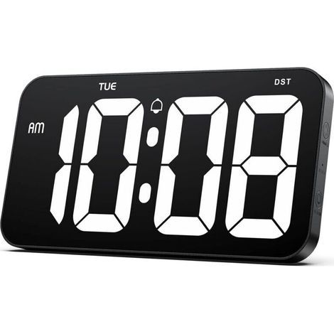 Grande horloge murale numérique avec d'énormes chiffres clairs de 10,2 cm – Horloge numérique pour mur avec heure d'été, gradation automatique, semaine, 12/24 heures (pas une horloge à pile) (1/4)