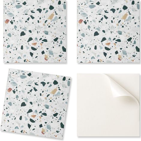 Azulejos autoadhesivos con gr谩ficos para comedor, PVC con dise帽o de piedra y part铆culas, 4x50x50 cm.