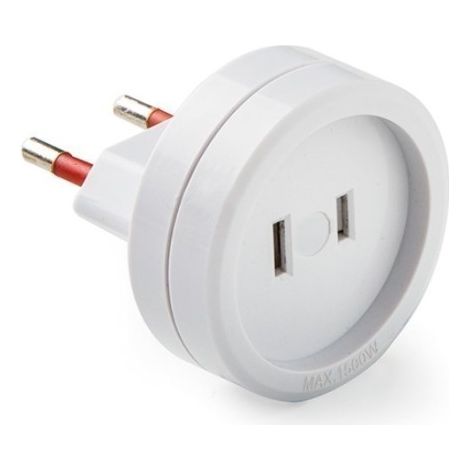 Adaptador europeo - americano, 6a 250 v, blanco, blister