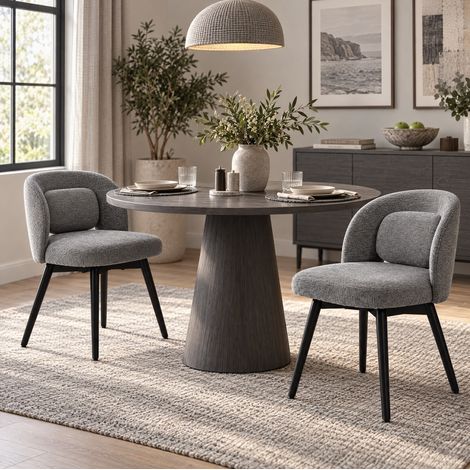 Pack de 2 sillas de comedor giratorias 360° 46x46x77,5 cm terciopelo gris - CHICFURN (1/5)